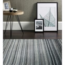 Fingal Striped Grey Rug in Pure Wool - Choice of Sizes