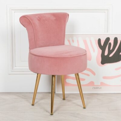 Rosewater Pink Velvet Bedroom Chair with Gold Legs