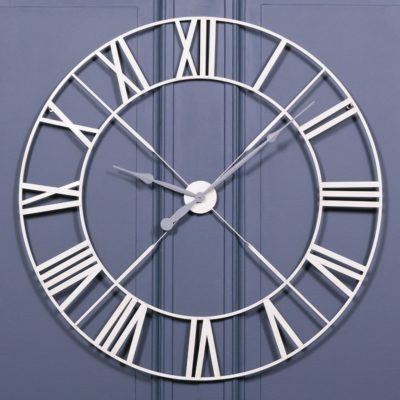 Vintage Extra Large Cream Wall Clock in Skeleton Style