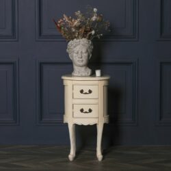 French Vintage Cream Bedside Table with Drawers