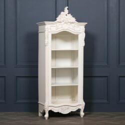 French Vintage White Bookcase Display Unit In Mahogany Wood