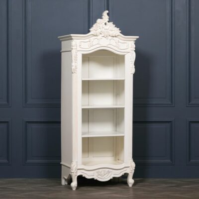 French Vintage White Bookcase Display Unit In Mahogany Wood