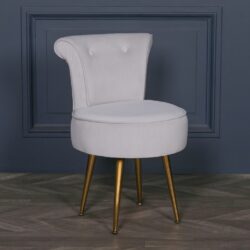 Velvet Pale Grey Bedroom Chair with Gold Legs