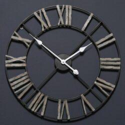 Vintage Distressed Skeleton Wall Clock with White Hands - 60cm