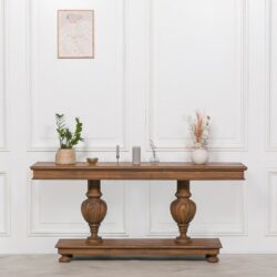 Vintage Rustic Chunky Wooden Console Table in Cedar Wood
