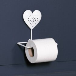 Metal Heart Toilet Roll Holder in Cream or White