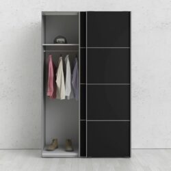 Modern Double Wardrobe with Sliding Doors - White, Oak, Black or Grey Oak
