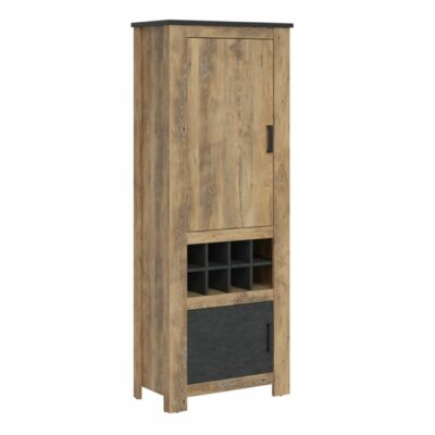 Ravenna Modern Wooden Cabinet with Wine Rack in Oak & Dark Grey