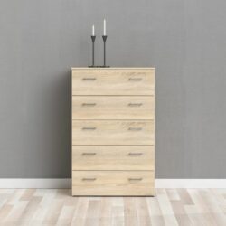 Spirit Modern Tall Chest of Drawers - Oak Wood Effect or White