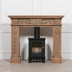 Vintage Carved Wooden Fireplace Surround
