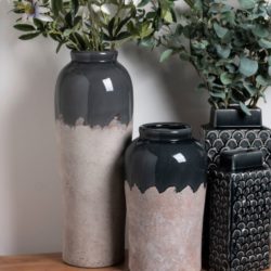 Conrad Dipped Ceramic Vase in White & Blue - Choice of Sizes