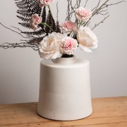 Contemporary Textured Glazed White Vase