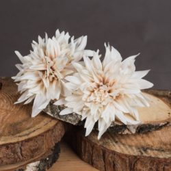 Faux Creamy Beige Dahlia Flower Stem