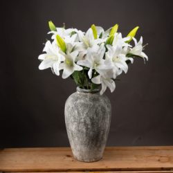 Faux White Lily Flower Spray
