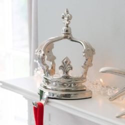 Crown Christmas Stocking Holder in a Silver Nickel Finish