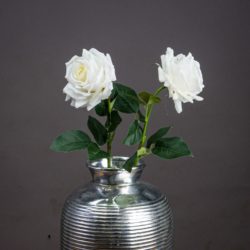 Faux Large Single White Rose Flower Stem