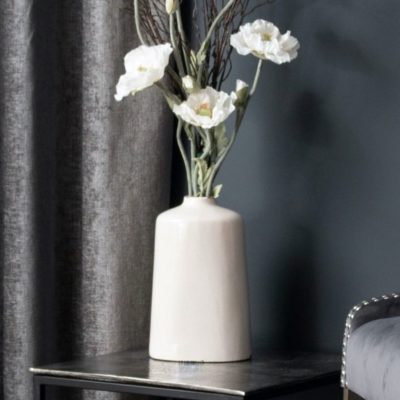 Como Collection Wide White Vase with a Crackle Glaze