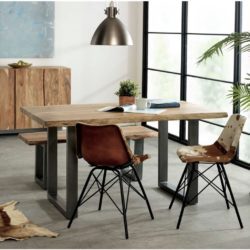 Arcadian Rustic Industrial Solid Wood Dining Table with Metal Legs
