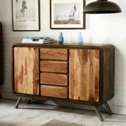 Ambala Modern Large Chunky Wooden Sideboard Cabinet in Solid Wood