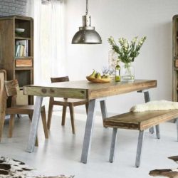 Ambala Contemporary Chunky Wooden Dining Table in Solid Wood