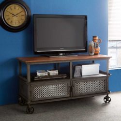 Dexter Industrial Style TV Cabinet in Grey Metal & Wood