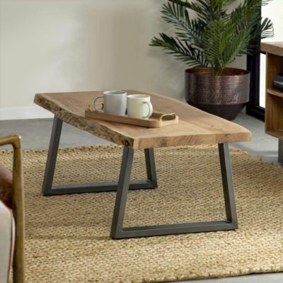 Arcadian Rustic Industrial Wooden Coffee Table with Metal Legs