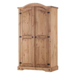 Conway Rustic Wooden Double Wardrobe in Solid Pine Wood