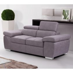 Amberger Modern 2 Seater Sofa with Adjustable Headrests - Cream or Mushroom Grey