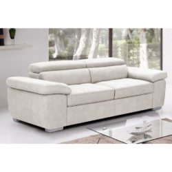 Amberger Modern 3 Seater Sofa with Adjustable Headrests - Cream or Mushroom Grey