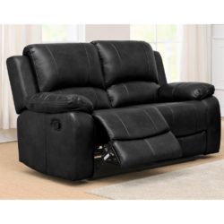 Andreotti 2 Seater Double Recliner Sofa in Faux Leather - Black or Brown