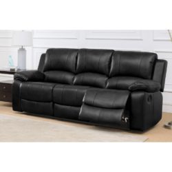 Andreotti 3 Seater Double Recliner Sofa in Faux Leather - Black or Brown