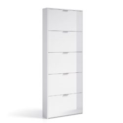Arends White Large Shoe Storage Cabinet with 5 Doors in a Gloss Finish