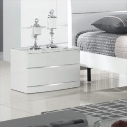 Arcimboldo Modern White Bedside Cabinet with 2 Drawers & Gloss Finish