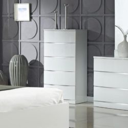 Arcimboldo Modern White Chest of 5 Drawers in a Gloss Finish