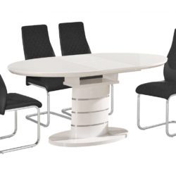 Bemelmans Modern Extending Oval White Dining Table in High Gloss