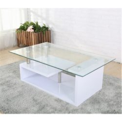 Beecroft Contemporary Glass Coffee Table with High Gloss - White or Wood Effect