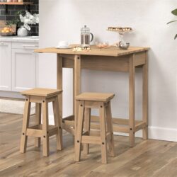 Catrell Wooden Solid Pine Dropleaf Table and Stools Set