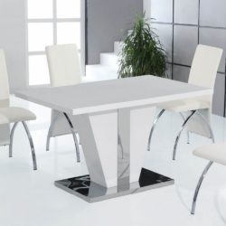 Cordier Art Deco White Dining Table in High Gloss & Stainless Steel