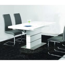 Dowling Modern White Dining Table in High Gloss & Stainless Steel Base