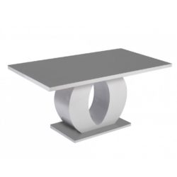 Eddis Modern White Glass Dining Table - Choice of Black or Grey Top