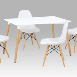 Emerson Modern White Dining Table with Solid Beech Wood Legs