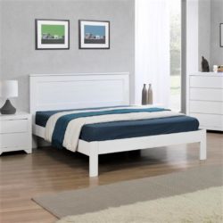 Etex Modern Solid Wood White Bed - Choice of Sizes