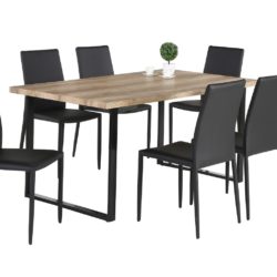 Ferrer Wooden Dining Table in Natural Oak Wood Effect with Black Legs