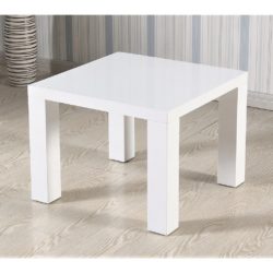 Forli Modern Square White Lamp Table in High Gloss
