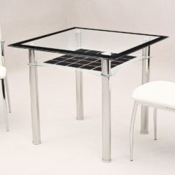 Jacobsen Compact Square Glass Dining Table - Clear or Black Glass Options