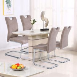 Knight Compact Glass Dining Table in Cappuccino Brown & High Gloss