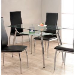 Laurie Modern Rectangular Glass Dining Table with Chrome Legs
