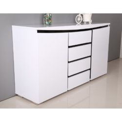 Lepine Large Modern White Sideboard in White & Black High Gloss