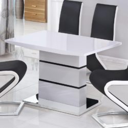 Lepine Modern White Dining Table with White & Black Gloss Base