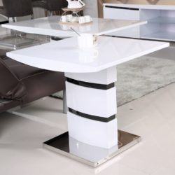 Lepine Modern White Lamp Table with White & Black High Gloss Base